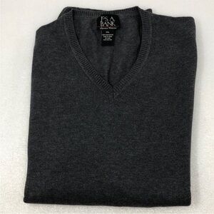Jos. A. Bank Sweater Charcoal Gray 100% Pima Cotton Traditional Fit V-Neck XXL